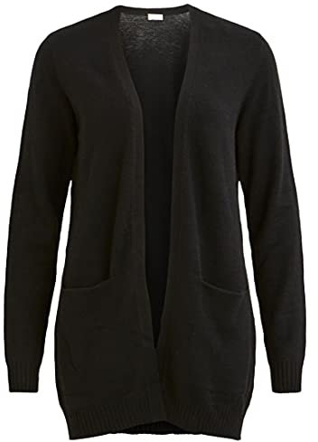 Vila Damen Viril L/S Open Knit Cardigan-noos Strickjacke, Schwarz (Black), S