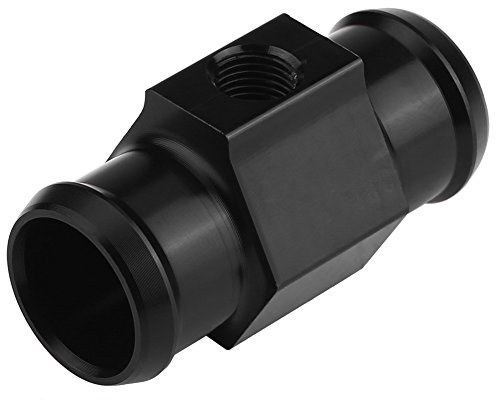 Keenso Motorrad Wassertemperatur Sensor Adapter, Aluminium Wassertemperatur Meter Manometer Joint Pipe Kühler Sensor Adapter mit 2 Schellen