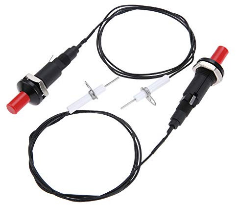 Aupoko 2Pcs Piezo Spark Ignition Kit, Push Button Igniter with Heat-resistant Electrode and 1 Meter Wire, Type of 1 Out 2, Fit for Gas Fireplace, Oven, Heater, Kitchen Stove Ignitor