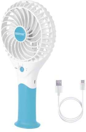 GEEPAS Rechargeable Fan | Mini Portable USB Handheld Fan for Home Office Travel Outdoor Personal Use | 3 Speed Settings 8Hr Run Time | Ultra Quiet Lightweight Air Circulator | 2 Year Warranty Blue