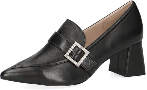 Caprice Damen Pumps aus Leder mit Glitzerschnalle, Schwarz (Black Nappa), 40.5 EU
