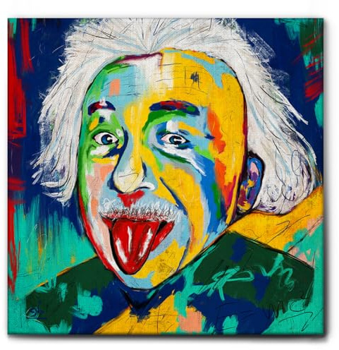 Giallobus - Gemälde - Einstein - Leinwand mit Standardrahmen - 70L x 70l cm - Bereit zum Aufhängen - Moderne Gemälde