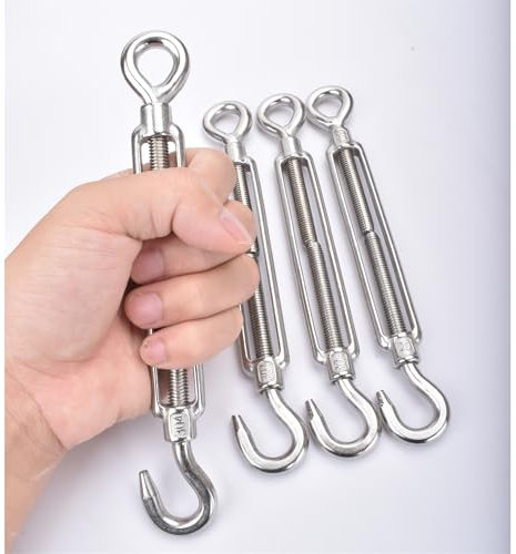 Lot de 4 tendeurs M8 en acier inoxydable 304 avec crochet et œillet