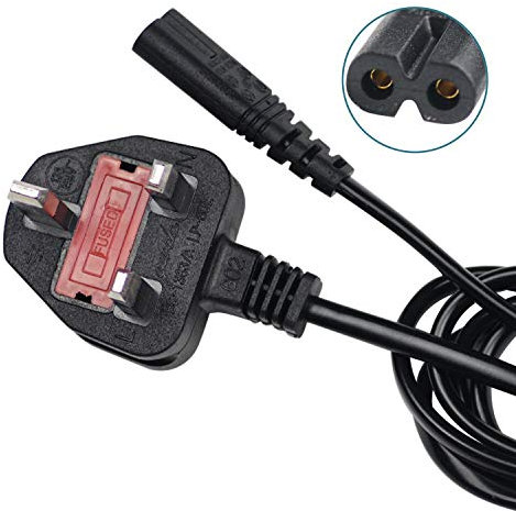 Power Cable Lead UK Plug to IEC C7 Figure 8 2 Pin Cord for Samsung Toshiba Philips LG Sony Panasonic LED Flat TV Sky Box XBOX One S PS3/4 Projector Camera Charge etc 1.5M Long