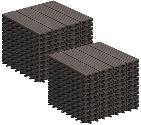 Laneetal Baldosas de Madera Exterior, Suelo WPC Terraza Balcón, Baldosas Antideslizantes, Suelo de WPC para Piscina, Patio, Jardin, 30x30 cm, Pack 22 Piezas, Colocación Fácil, Cafe