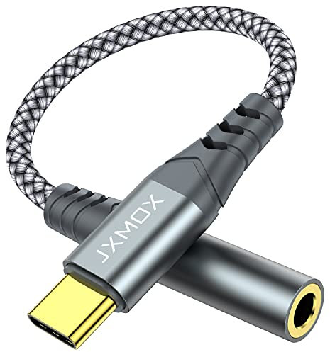 JXMOX USB Type C to 3.5mm Female Headphone Jack Adapter, USB C to Aux Audio Dongle Cable Cord Compatible with iPhone 16 Pro Max 15 Pro Max, Samsung Galaxy S24 S23 S22 Ultra, Pixel, iPad Pro, MacBook