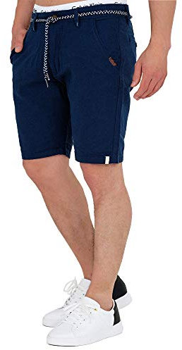 Indicode Herren Sant Cugat Shorts aus Baumwolle & Leinen | Bermuda Männer Sommershorts Navy, L