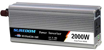 Transformador 2000Onda De Paso W Inversor De Corriente DC 12V A AC 220Fuente De Alimentación De Viaje V para Computadora Portátil,Cámara,Teléfono Inteligente,Electrodomésticos-24V