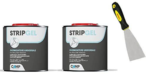 Camp STRIP GEL, Kit 2 pz Sverniciatore professionale in gel per legno, ferro e muro con Spatola 60mm