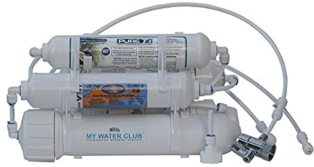 My Water Club Tragbares Universal-5-stufiges Umkehrosmose-RO-Reinigungswassersystem mit 100 GPD RO-Membran, DI-Entionisierungs-Mischbett (nahe bis 0 ppm) Nachfilter, Dual-Verbindung, gebaut in den USA