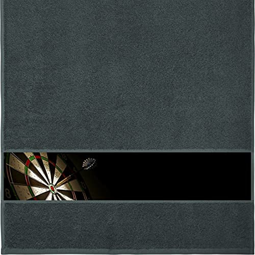 Manutextur Handtuch mit Namen - personalisiert - Motiv Dart - viele Farben & Motive - Dusch-Handtuch - anthrazit - Größe 50x100 cm - persönliches Geschenk mit Wunsch-Motiv und Wunsch-Name