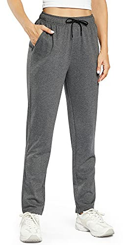 OUGES Joggers for Women UK Tracksuit Bottoms Cotton Ladies Trousers Lounge Sport Pant Sweatpants with Pocket M Charcoal