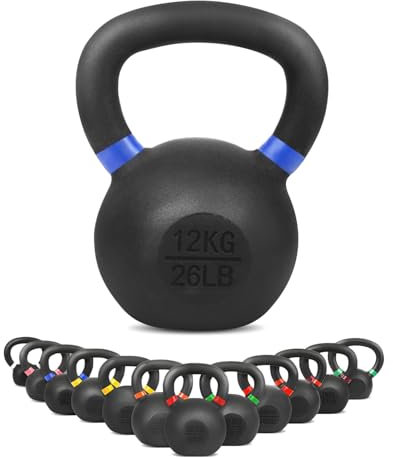 wuuhoo® Kettlebell Rocky, Kugelhantel 4kg - 32kg aus massivem Gusseisen mit Pulverbeschichtung, Gewicht aus Cast Iron, Schwunghantel für Dein Krafttraining - Fitnessgerät für Zuhause 12 kg