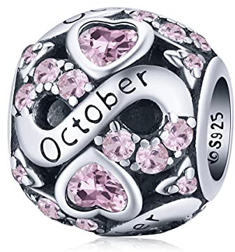YOAME Oktober Geburtsstein Charm Bead für Damen 925 Sterling Silber zum Geburtstag Charm Anhänger für Armband und Halskette Perfektes Muttertagsgeschenk Mit Geschenkbox