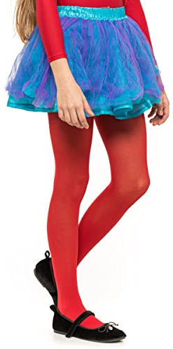 OVISSA Collant da Balletto per Ragazze Collant Scolastici per Bambine Resistenti con Piedi Morbidi Uniformi Scolastiche Danza Sport 50 DEN con Microfibra, Rosso 9-10 anni