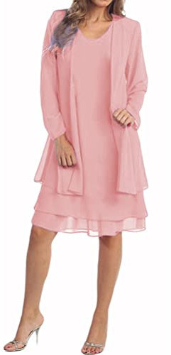Minetom Femme Robe De Soiree Fête Dentelle Dress De Ceremonie Mariage Cocktail sans Manche Tulle Boléros Demoiselle d'honneur Robe J Rose 42
