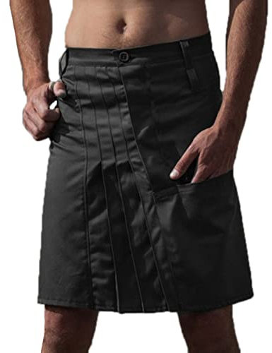 Mittelalterliche Mode Retro Battle Rock Herren Rock Faltenrock Taschenrock Herren Einfarbig Samurai Rock