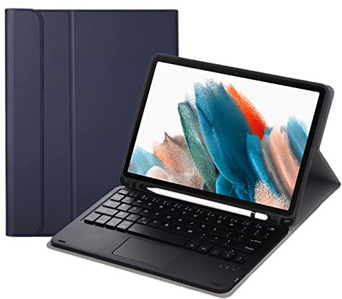 ZOMUN Funda con teclado Bluetooth con trackpad para Samsung Galaxy Tab A8 (2021) de 10.5 pulgadas [SM-X200 / SM-X205], teclado inalámbrico con funda protectora y ranura para ratón y bolígrafo TouchPad
