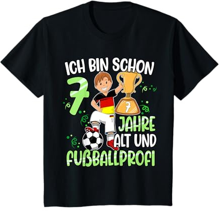 Fußball Junge 7. Geburtstag Ich bin schon 7 Jahre T-Shirt