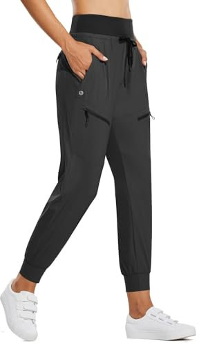BALEAF Damen Cargo Jogginghose 25'' Leichte Wanderhose Atmungskativ Schnelltrocknend Workout Lounge Casual Outdoor Funktionshose Grau M