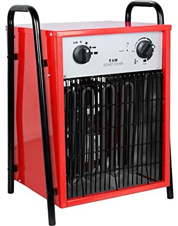 UISEBRT Radiateur électrique soufflant professionnel 9 kW avec 3 niveaux de chauffage, thermostat intégré, protection contre les surcharges, chauffage de chantier, 9000 W