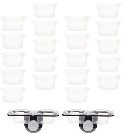 1 Set of Reptile Feeder Ledges with Suction Cup Reptile Feeding Platform Gecko Feeder Double Cups Feeding Ledge Reptile Food Water Feeder Dish for Lizard Geckos Iguana Pets