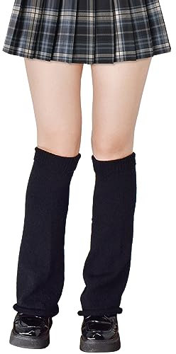 Nanxson Scaldamuscoli da Donna Kawaii Polsini Corti per Stivali Coperture Maniche Caldo Coprigambe in Maglia Anni '80 Anni '90 Partywear Clubwear (Nero-76)