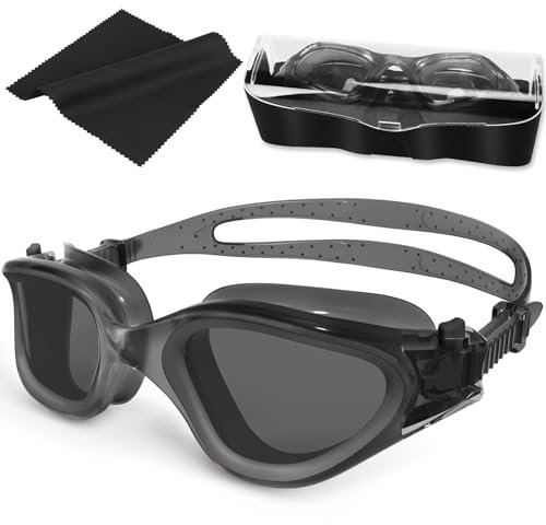 HotSrace Lunettes de natation à verres polarisés, Lunettes natation Lunettes Plongée Lunettes Piscine Anti buée Anti UV Vision Nette pour Homme Femme Unisex Adultes Adolescents