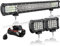 AUXTINGS 57 cm 570W LED Lichtleiste Spot Zusatzscheinwerfer Flutlicht, 2X 10cm 36W Spot LED Arbeitsleuchte mit 2 Kabeln 12V Kabelbaum-Kit für JP Pickup Offroad Truck 4X4 ATV Bootsanhänger,wasserdicht