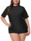 Hanna Nikole Plus Size Rash Guard Ladies UV Sun Protection Swim Shirt Loose Bathing Shirts Black 22 Plus