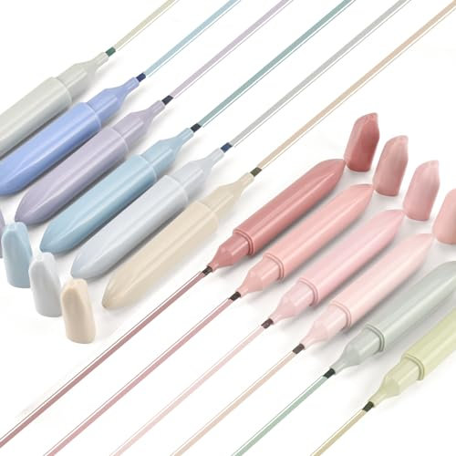 Dacono ästhetische Textmarker, 12 Pcs süße Bibel-Textmarker in sanften, gemischten Farben mit weicher Meißelspitze, kein Ausbluten, schnell trocknend, für Tagebuch Notizen Schulbürobedarf