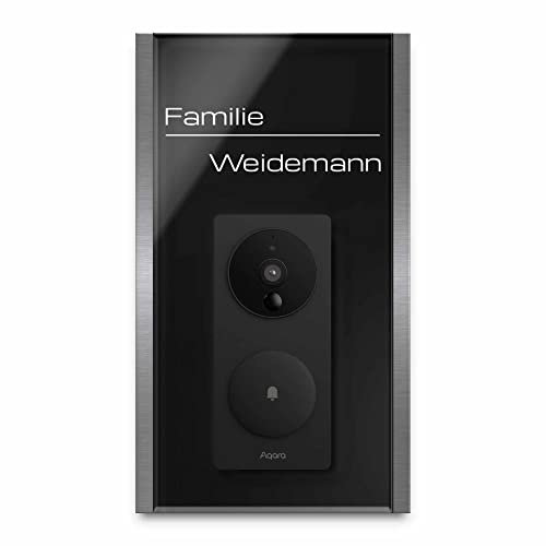Hochglanz Klingelschild für Aqara G4 aus Acrylglas - personalisiertes Türschild Namensschild aus Edelstahl & Acrylglas | hochwertiges Funkklingel Zubehör