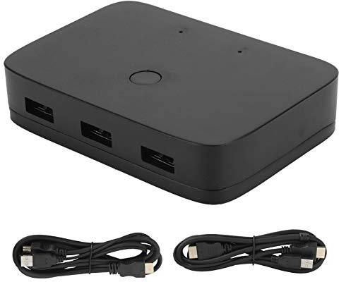 Sxhlseller Switcher KVM HDMI 1.4, 2 Porte Computer Host 2-in-1-out USB Condivisione Mouse Tastiera Stampante 201H per Sistemi/Linux/Mac con Cavo HDMI e Cavo USB