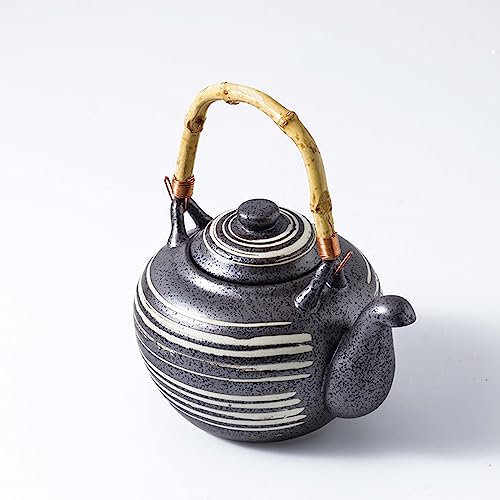 Teiera nera Kyusu Teiera con infusore per tè sfuso Teiera giapponese in ceramica con manico laterale per ufficio, casa, regali per bevitori di tè