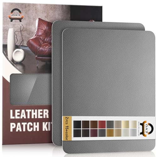 Leder Reparatur Set Dunkelgrau,OAZ Kunstleder Selbstklebend 28 x 21 cm-2er,Kunstleder Reparaturset Leder Reparatur Patch Selbstklebende Lederflicken für Autositze Möbel Sofa Taschen