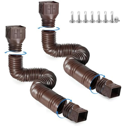 Flexible Regenrinnen-Verlängerungen, Ablaufverlängerung, Dachrinnenverlängerung, flexibel, Downspout Ablaufverlängerung, ausziehbar von 53,3 bis 152,4 cm (braun)
