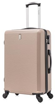 CELIMS - Valise Moyenne de Voyage Champagne Rigide à 4 roulettes Légère Taille Soute 23kg 65cm | Serrure Intégré | ABS | Valise Moyenne Taille avec 4 Roues 65cm | Valise Femme Champagne