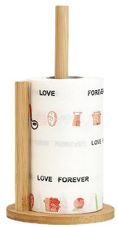 Porte-Serviettes en Bois - Support Essuie-Tout de Cuisine | Porte-Rouleau de Papier Solide | Comptoir Debout