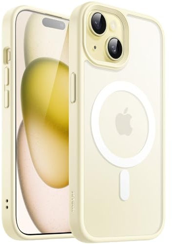 JETech Magnetic Case for iPhone 15 Plus 6.7-Inch Compatible with MagSafe, Translucent Matte Back Slim Shockproof Phone Cover (Yellow)