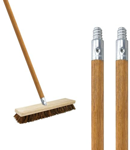 ILOT Commercial Products 48-inch Replacement Wood Broom Handle with Threaded Metal Tip and Lacquered for Floor Cleaning Sweeping in Home and Office (Pack of 2)