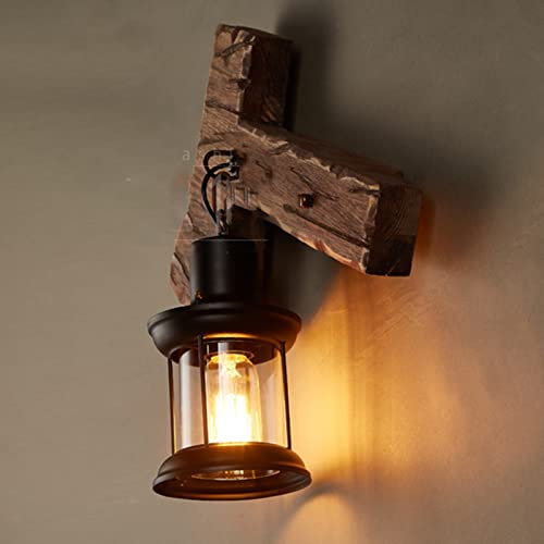 Vintage Bedroom Solid Wood Axe Wall Lamp, Industrial Style Cafe Sconce Light, Stair Corner Wall Fitting, Aisle Staircase Bedroom Decorative Light
