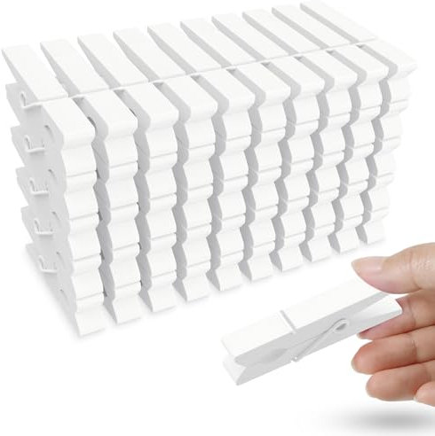 50 Stück farbige Holz-Wäscheklammern, 7,4 cm, weiße Wäscheklammern für Clip-Bilder, Fotos, dekorativ, kleine bunte Holzdekorations-Verschlussklammern