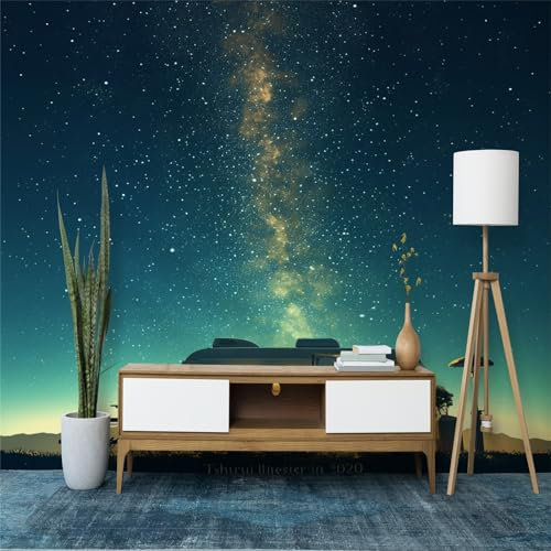 Fototapete Nordlicht Tapete Fototapeten, Grün Tapeten Vliestapete Wandtapete Moderne Wand Dekorieren für Schlafzimmer Wohnzimmer 250 x 175 cm (WxH)