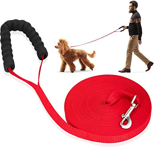 MaiLence Schleppleine 50m Hundeleine Kleine Hunde, Hundeleine Große Hunde 50m Schleppleine für Kleine Hunde, Hundeleine Mittelgroße Hunde 50m Langlaufleine für Große Hunde(Rot)