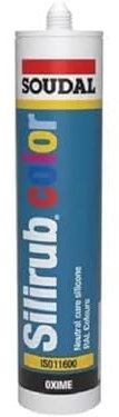 Soudal Silirub Color Colour Oxime Neutral Cure Premium Silicone Sealant Cartridge 300ml For Internal & External Works Bathrooms, Kitchens, Flooring, Windows & Doors (RAL9001 (Cream White), 300ml)