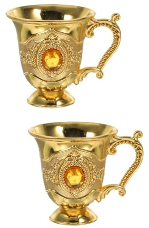 Amosfun 2 Pz Bicchiere Coppa Calice Calice Tazza Per Bevande Riutilizzabile Tazza Retrò Calice Da Vino Gotico Antica Coppa Di Vino Da in Rilievo D'oro Golden Metallo