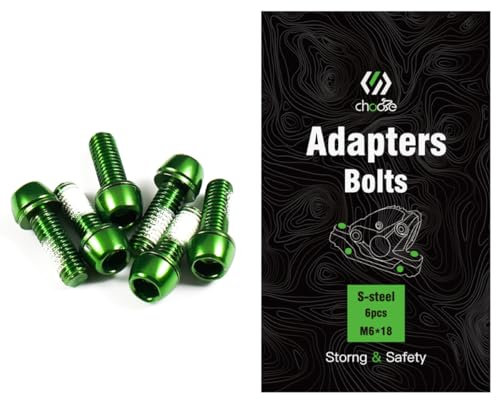 CNCLOL MTB Brake Caliper bolts,Bike Brake Caliper bolts M6x18mm Steel alloy,Green