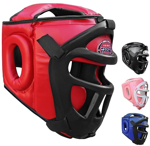 Kopfschutz Boxen 2-in-1 – Verstellbarer Kampfsport Helm mit abnehmbarem Gesichtsgitter Vollgesichtsschutz kopfschutz für MMA, Muay Thai, Kickboxen, Sparring | Männer & Frauen
