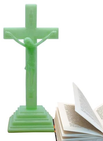 Generisch Stehendes Kruzifix, Im Dunkeln leuchtende dekorative Kreuze für die katholische Dekoration, Religiöses Kreuz, Tischkreuz, Kreuzdekorationen für Zuhause, Heimdekoration, Kreuzstatue