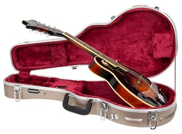 Crossrock ABS Mandolin Case for F-Style | Champagne Matte Finish, Locking Latches, Interior Compartment, Metal Feet – Lightweight ABS Case -Champagne (CRA862MFCH)